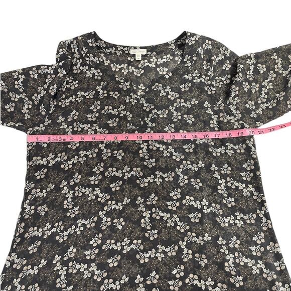 Garnet Hill Silk Chiffon Floral Shift Neutral Dress Size 6 Boho Cottage Indie - Picture 10 of 13